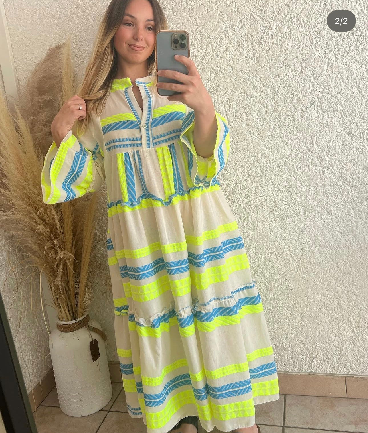 Robe jaune et bleu