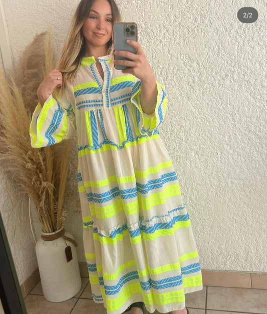 Robe jaune et bleu